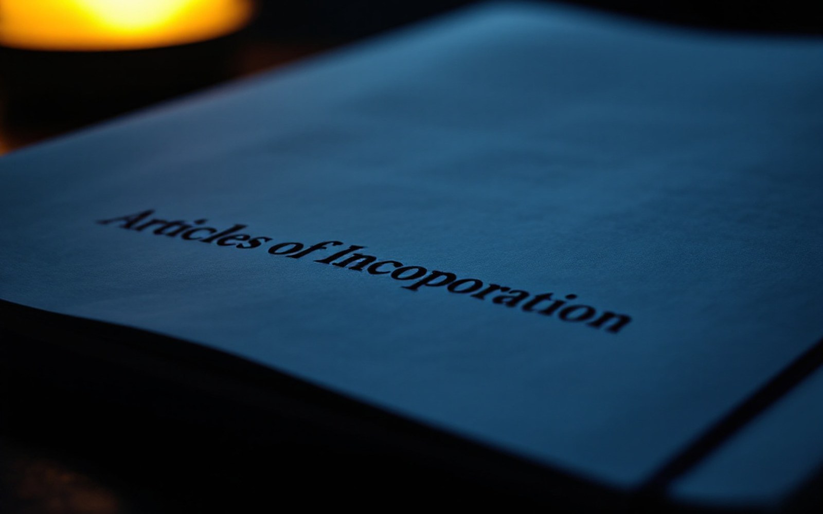 A bound set of articles of incorporation, close
